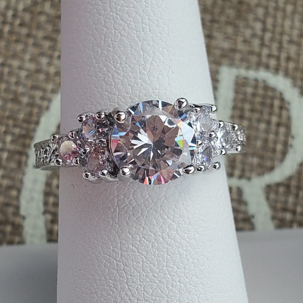 White Gold Diamond Trilogy Ring - image 2